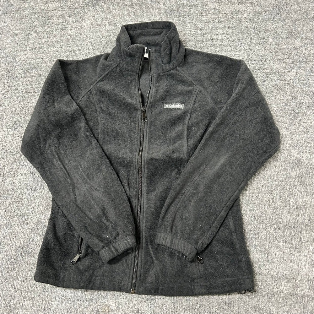 Columbia Fleece Jacket Womens Size S Black Full Zip Mock Neck Lightweight Soft